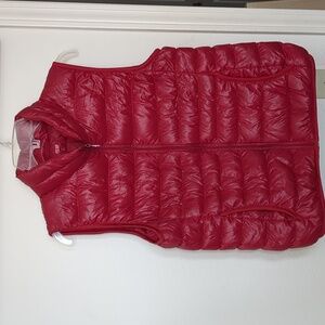 Red Uniqlo down vest